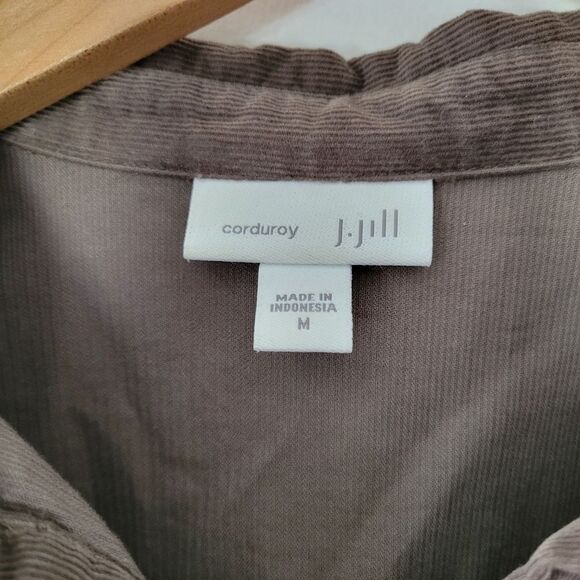 J. Jill 100% Cotton Corduroy Brown Button-Up Shirt Pockets Medium Soft - Picture 5 of 7